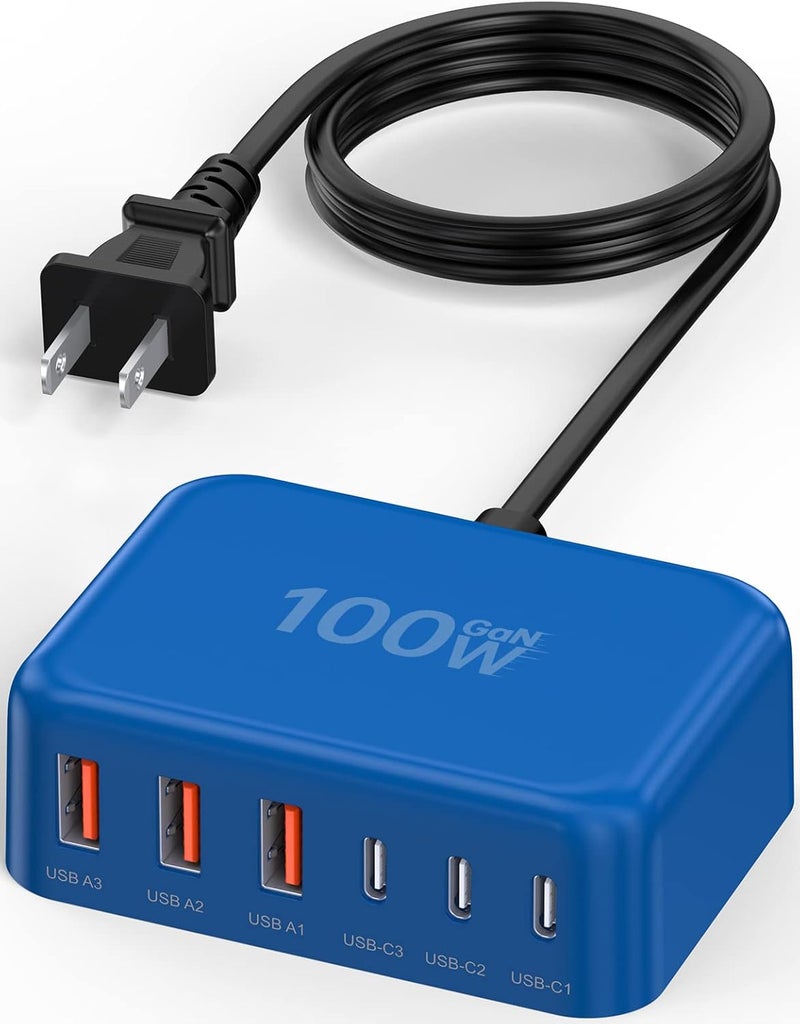 BOVICAS USB C Charger Block, 100W GaN 6 Port PD USB C QC USB A Wall Charger Adapter Plug Cube, Super Fast Type C Charging Station Hub for iPhone 17 16 15 14 Pro Max iPad Samsung Pixel - Image 1